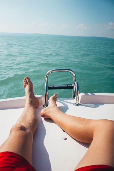 During the day lying on the yacht
